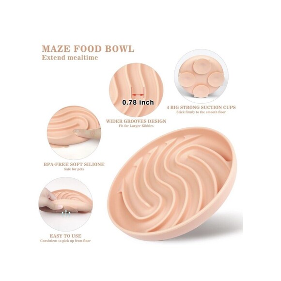 Silicone Slow Feeding Dog Bowl Slows Down Eating with Strong Suction Cups. NEW!! - Picture 3 of 7